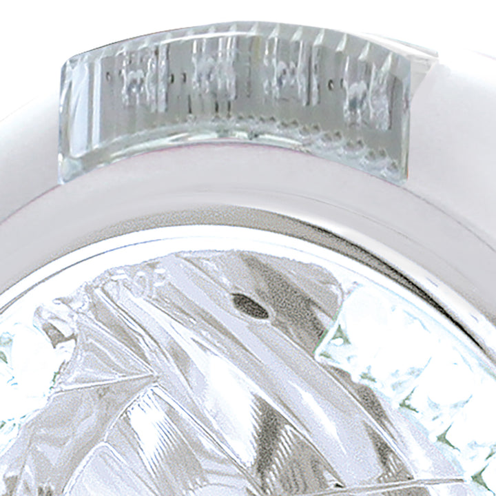 Chrome Classic Headlight H4 With 34 White LED &amp; Dual Mode LED Signal - Clear Lens