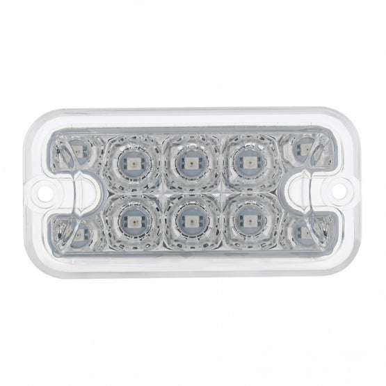 10 LED Dual Function Reflector Rectangular Light - Amber LED/Clear Lens (Bulk)