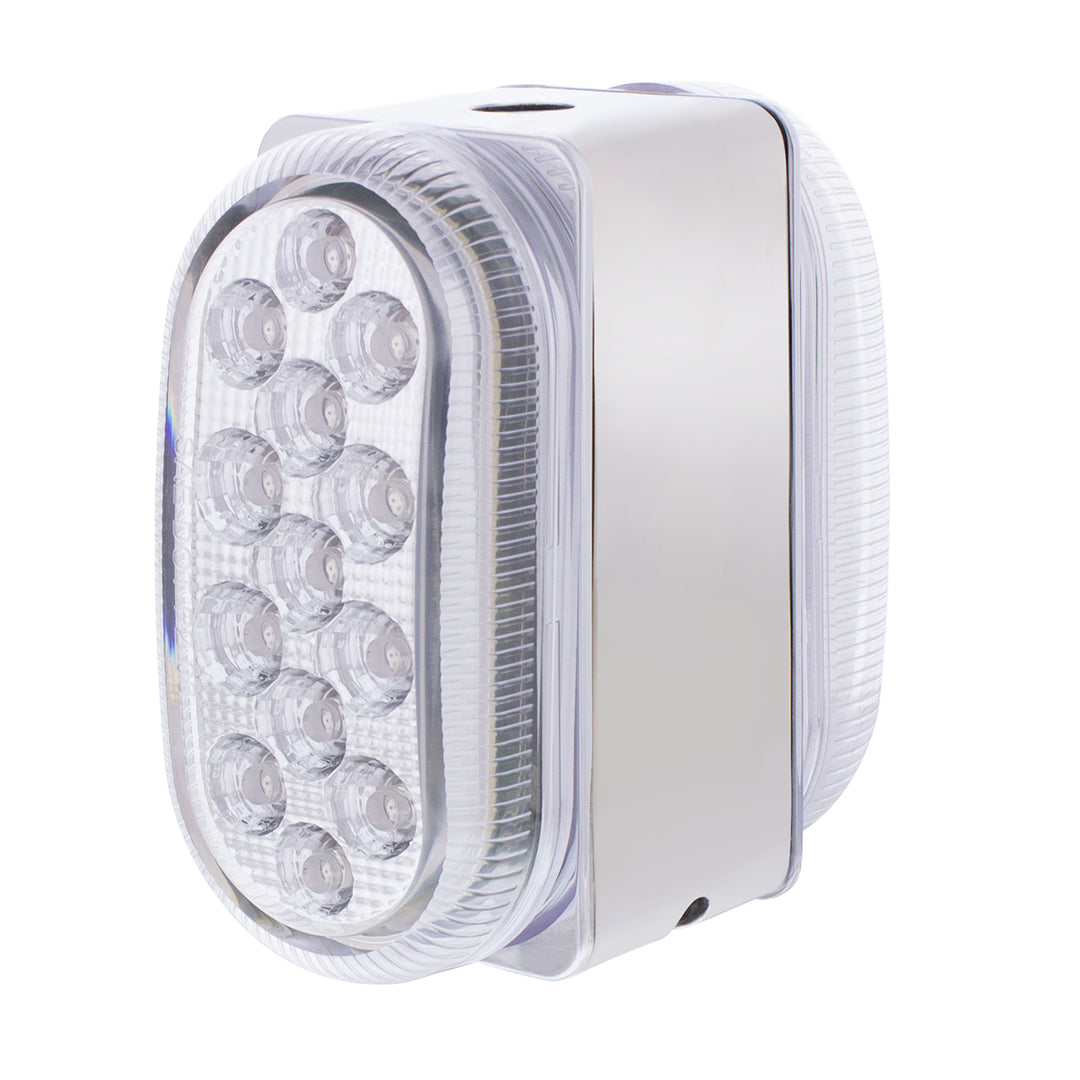 26 LED Dual Function Reflector Double Face Oval Light With Stainless Steel Bracket - Amber &amp; Red LED/Clear Lens