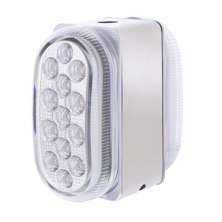 26 LED Dual Function Reflector Double Face Oval Light With Stainless Steel Bracket - Amber &amp; Red LED/Clear Lens