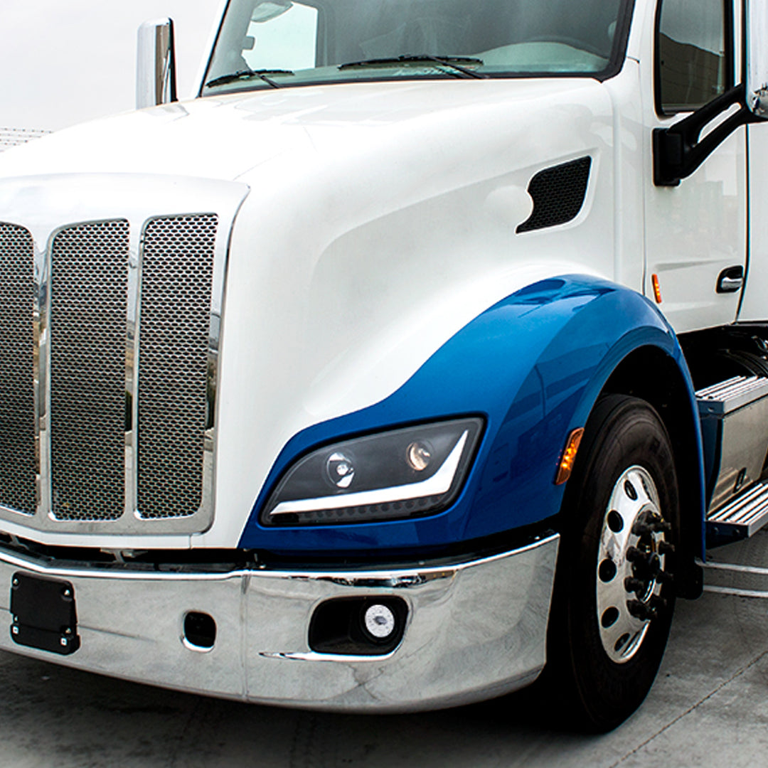 9 LED Projector Fog Light With LED Position Lights For Peterbilt 579/587 &amp; Kenworth T660 - Black