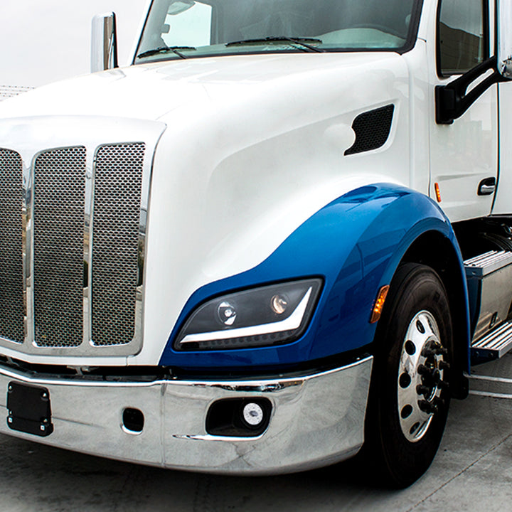 9 LED Projector Fog Light With LED Position Lights For Peterbilt 579/587 &amp; Kenworth T660 - Black