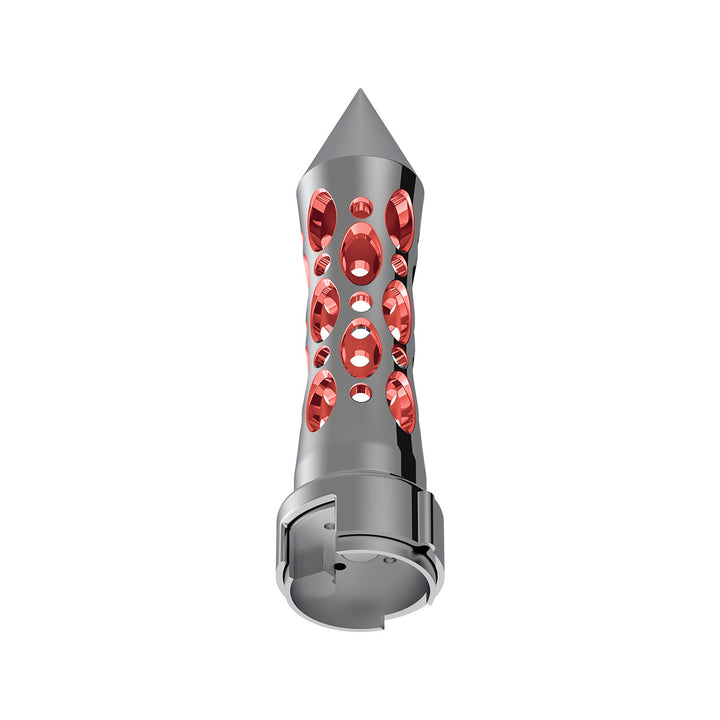 Thread-On Daytona Style Spike Gearshift Knob With LED 13/15/18 Speed Adapter - Chrome/Red LED