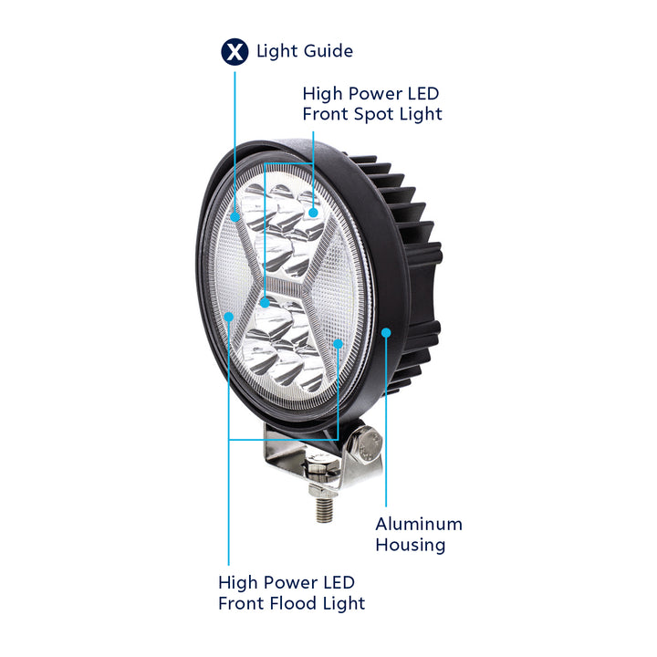 4.5" 24 High Power LED Work Light With "X" Red Light Guide