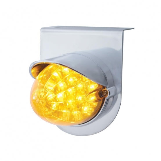 Stainless Light Bracket With 19 LED Reflector Light &amp; Visor - Amber LED/Amber Lens