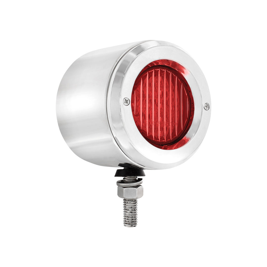 Stainless 2-1/2" Double Face Light With LED Lights &amp; Bezels - Amber &amp; Red LED/Amber &amp; Red Lens