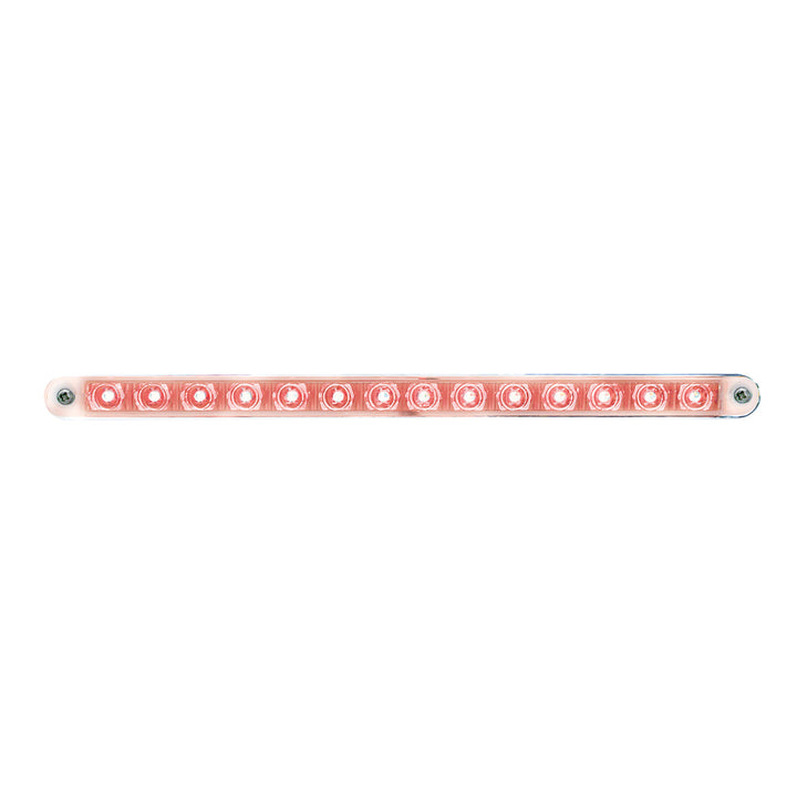 14 LED 12" Sequential Light Bar With Bezel - Red LED/Clear Lens