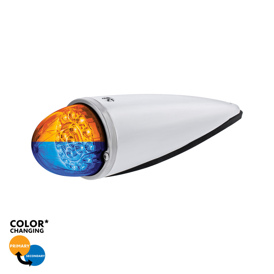 Double Fury 17 LED Dual Function Watermelon Torpedo Cab Light - Amber &amp; Blue LED/Clear Lens