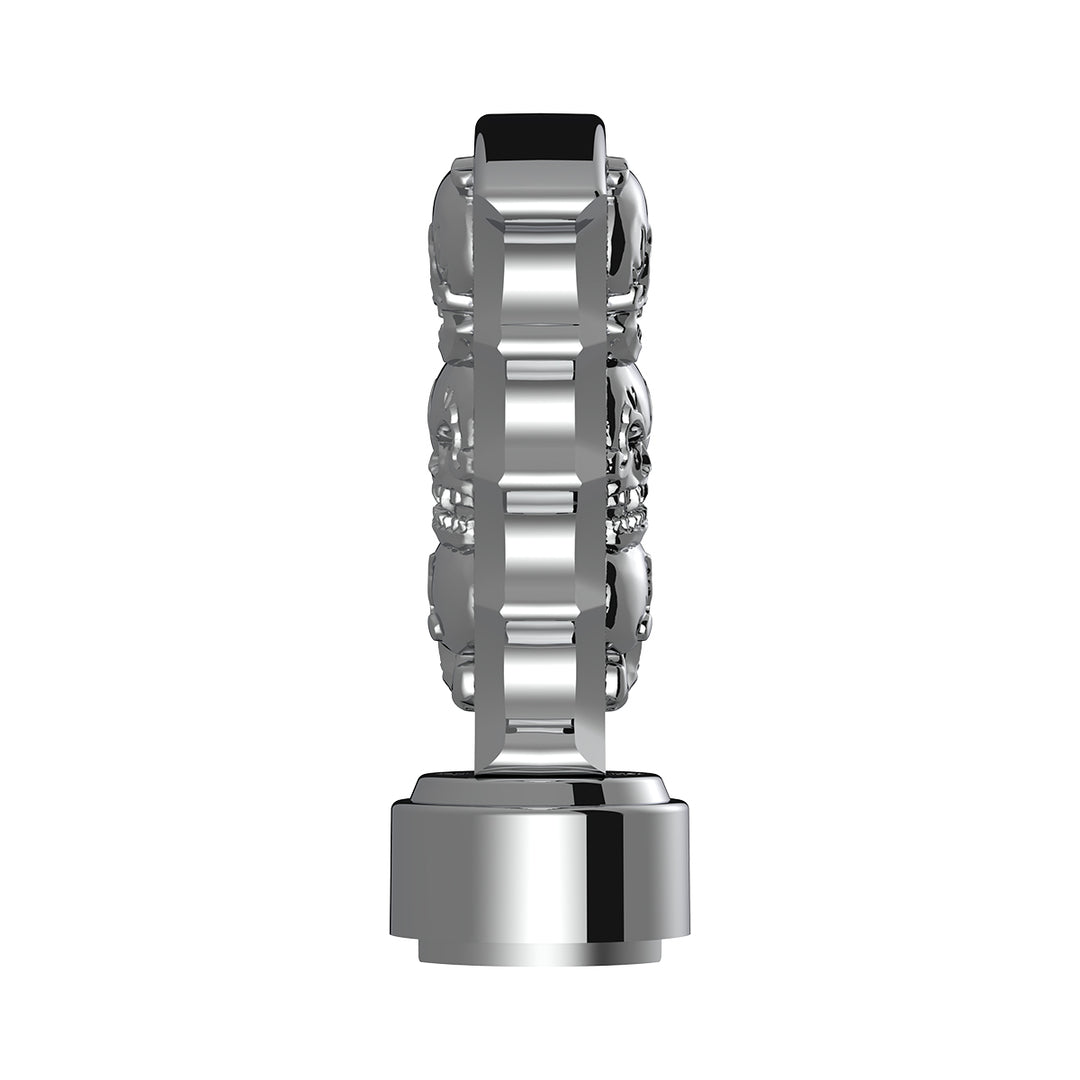 Thread-On Skulls Pistol Grip Gearshift Knob With Chrome 9/10 Speed Adapter - Chrome