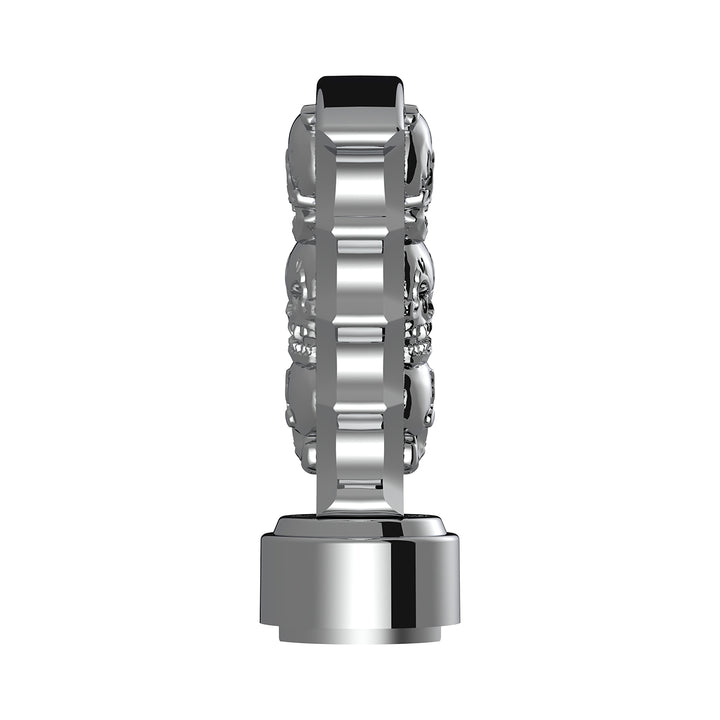 Thread-On Skulls Pistol Grip Gearshift Knob With Chrome 9/10 Speed Adapter - Chrome