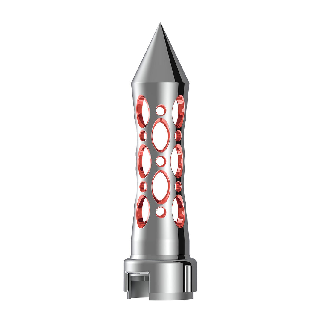Thread-On Daytona Style Spike Gearshift Knob With LED 13/15/18 Speed Adapter - Chrome/Red LED