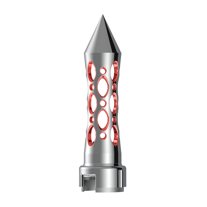 Thread-On Daytona Style Spike Gearshift Knob With LED 13/15/18 Speed Adapter - Chrome/Red LED