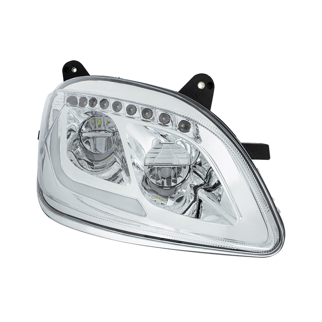 Chrome LED Headlight W/Sequential LED Turn Signal For Peterbilt 579 (2012-21) &amp; 587 (2010-16) - Passenger
