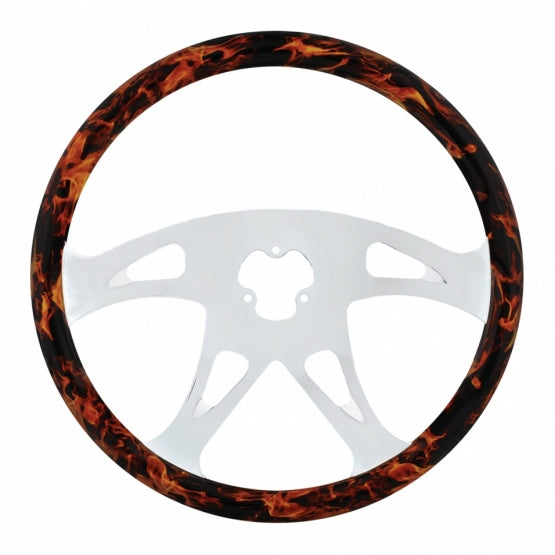 18" Flame Steering Wheel With Hydro - dip Finish Wood - Boss
