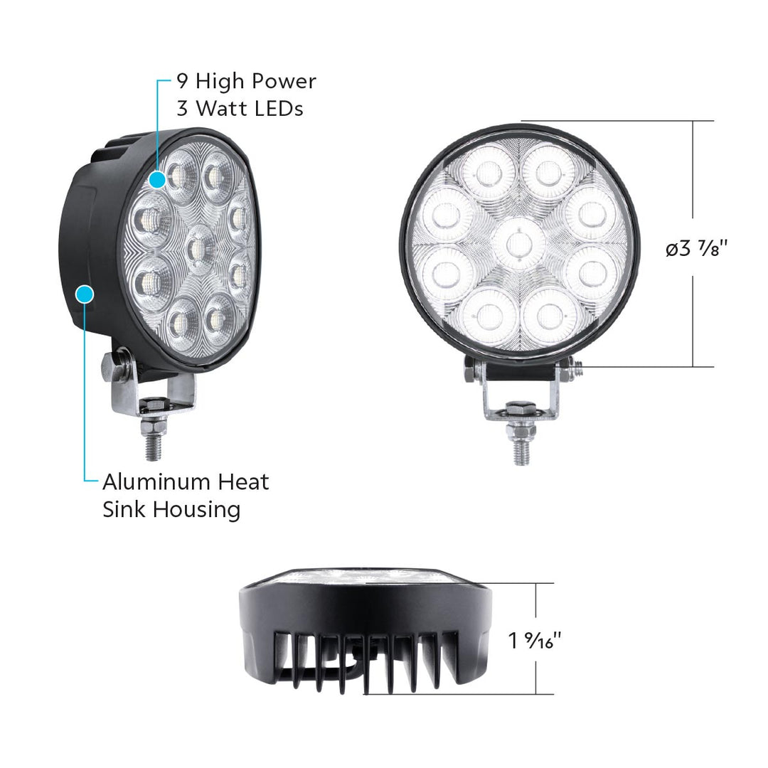 9 LED High Power 3-7/8" Round Work Light - Flood