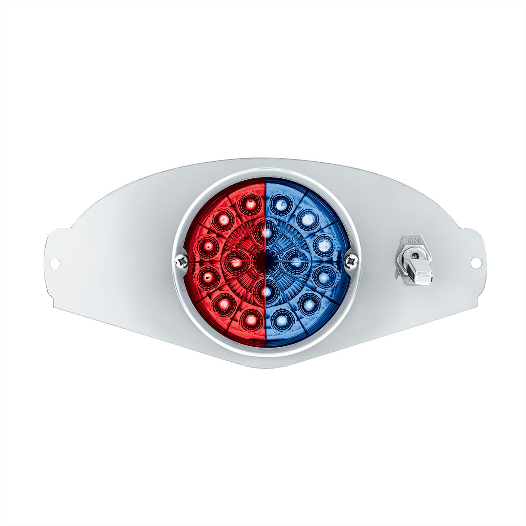 304 Stainless Steel Above Door Dome Light Kit W/ 17 LED Double Fury Watermelon For 2008-2017 FL Cascadia - Red &amp; Blue LED