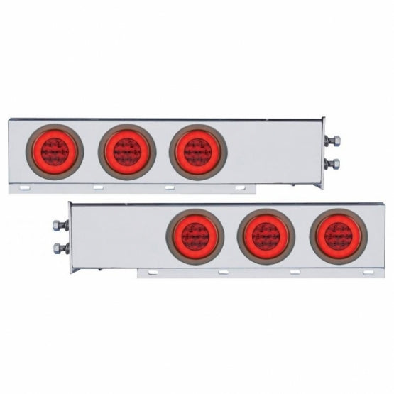 2" Bolt Pattern Stainless Steel Spring Loaded Bar With 6 x 21 LED 4" GloLight - Red LED &amp; Lens (Pair)