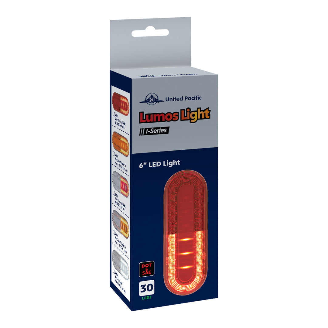 30 LED 6" Oval Lumos Light I - Series (Stop, Turn &amp; Tail) - Red LED/Clear Lens