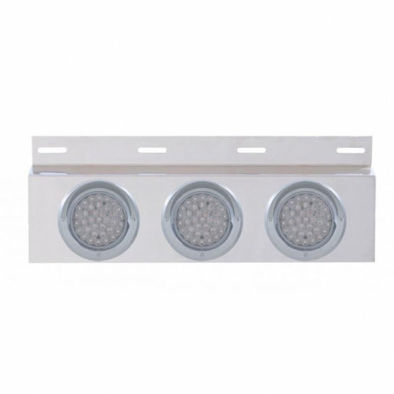 Stainless Top Mud Flap Plate With 3 x 36 LED 4" Lights &amp; Visors - Red LED/Clear Lens (Each)