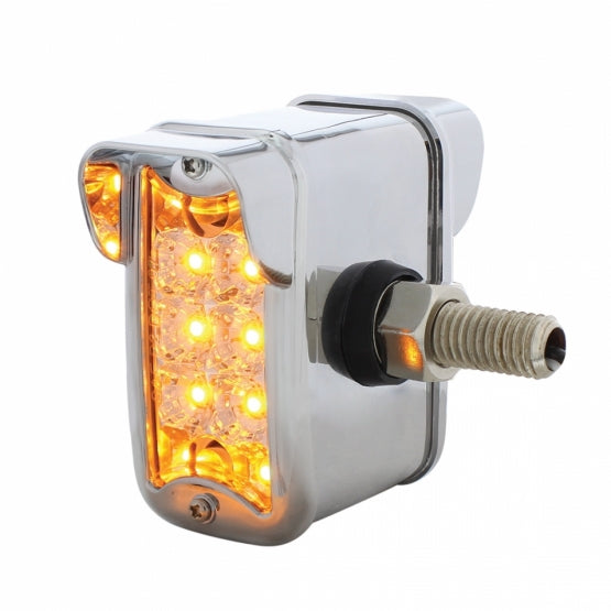 10 LED Dual Function Reflector Double Face Light W/Visor - Vertical Side Mount - Amber &amp; Red LED/Clear Lens