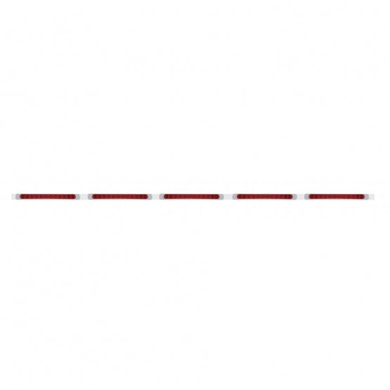 94" Stainless Light Bracket With 5 x 11 LED 17" Light Bars &amp; Bezels - Red LED/Red Lens