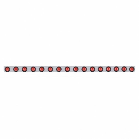 79-1/2" Stainless Bumper Light Bracket With 16 x 9 LED 2" Light &amp; Grommets - Red LED/Red Lens