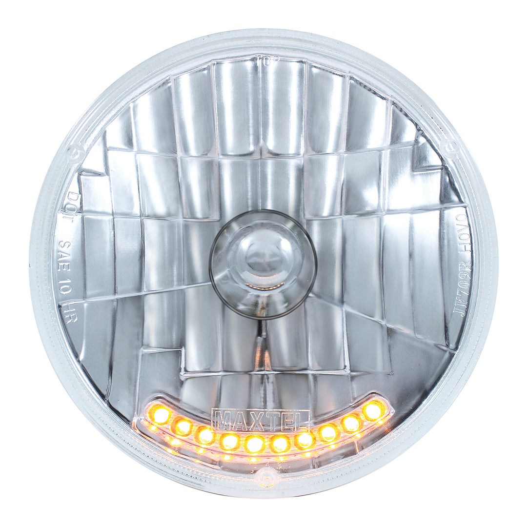 7" Crystal Headlight With 10 Amber LED Position Lights