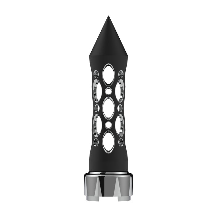 M30 x 3.5 Thread-On Daytona Style Spike Gearshift Knob With Chrome 9/10 Speed Adapter - Black/Vertical