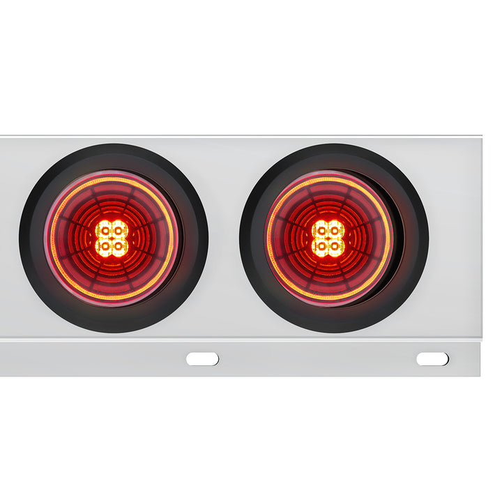 2-1/2" Bolt Pattern Stainless Steel Spring Loaded Bar With 6 x 4" 13 LED Abyss Lights - Red LED/Red Lens (Pair)