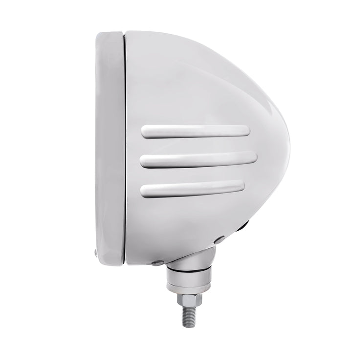 Stainless Bullet Embossed Stripe Headlight Housing With 34 White LED Crystal Halogen Headlight