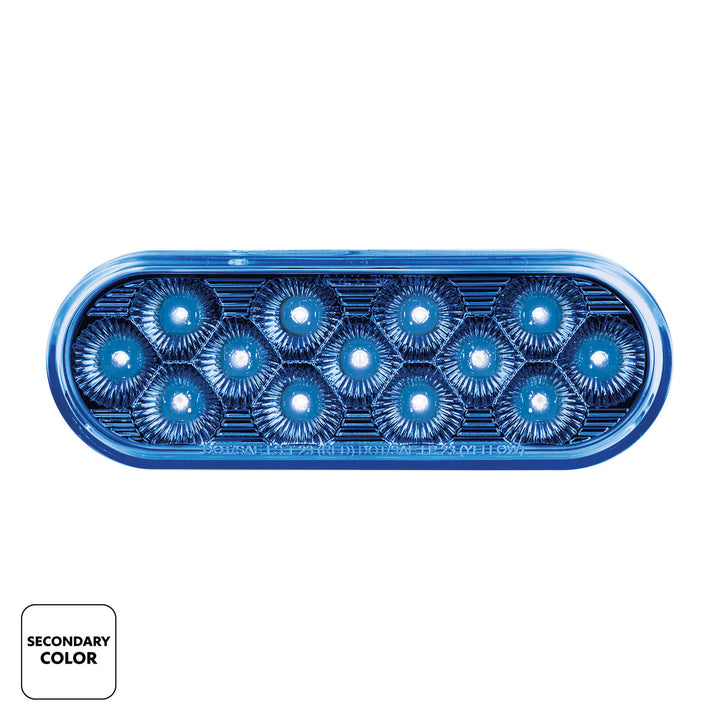 13 LED 6" Oval Double Fury Light (Turn Signal) - Amber &amp; Blue LED/Clear Lens