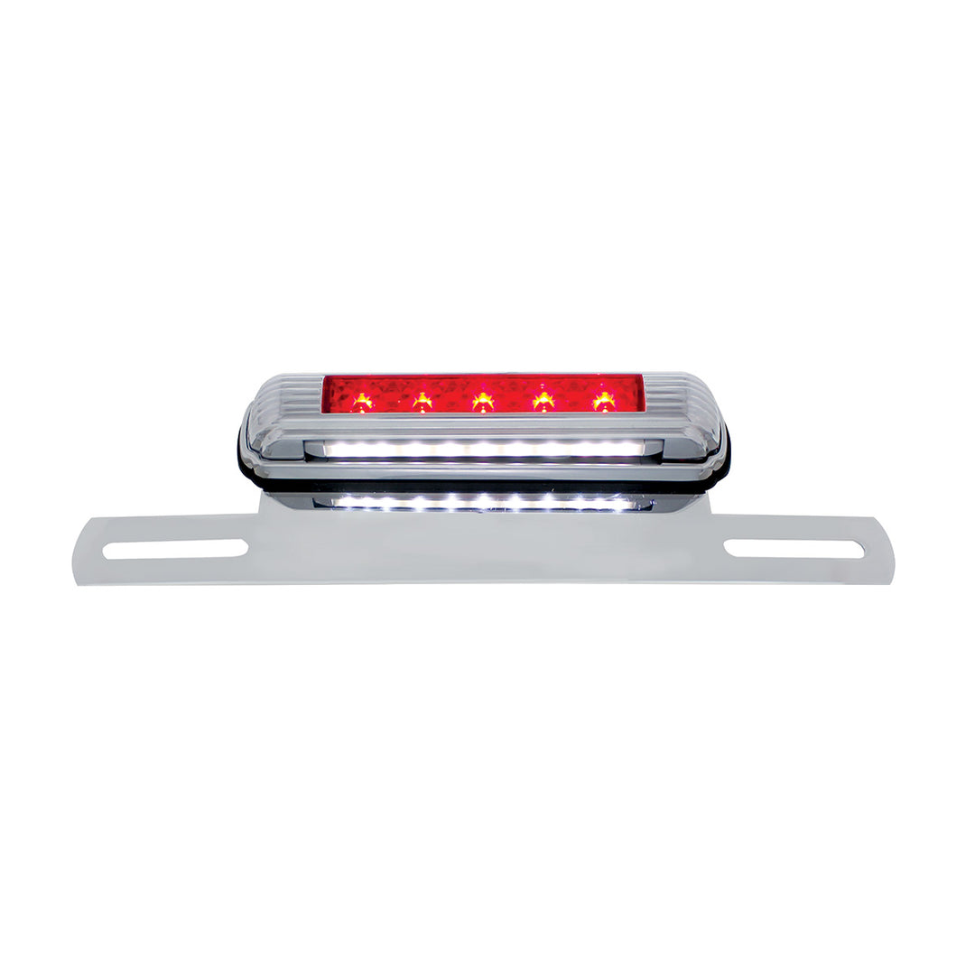 Chrome License Plate Light &amp; Bracket With Red LED 3rd Brake Light - Red LED/Red Lens
