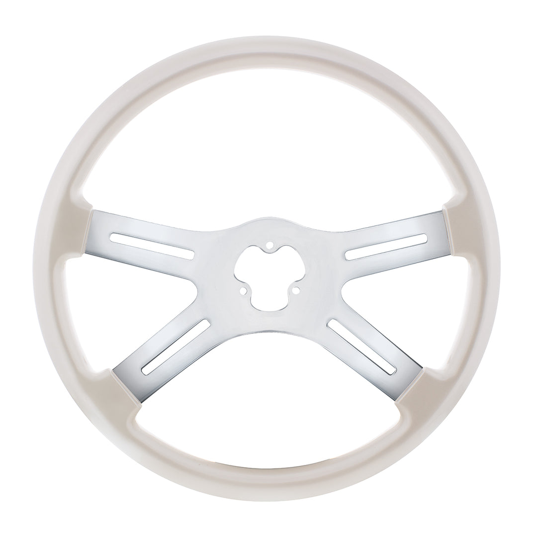 18" Vibrant Color 4 Spoke Steering Wheel - Pearl White