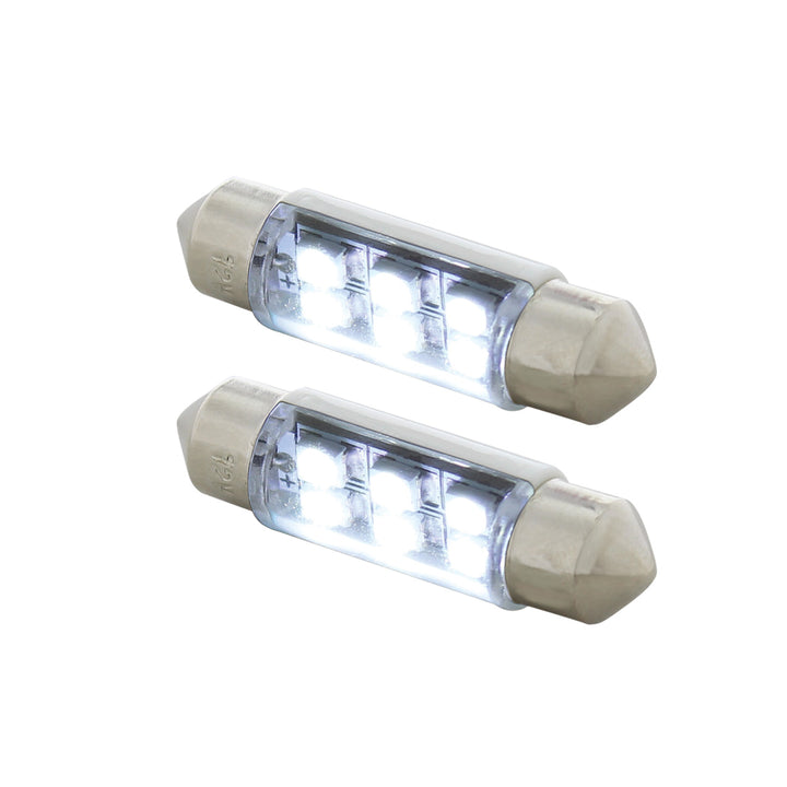 6 SMD High Power Micro LED 6418/6461 - 36mm Dome Light Bulb - White (2-Pack)