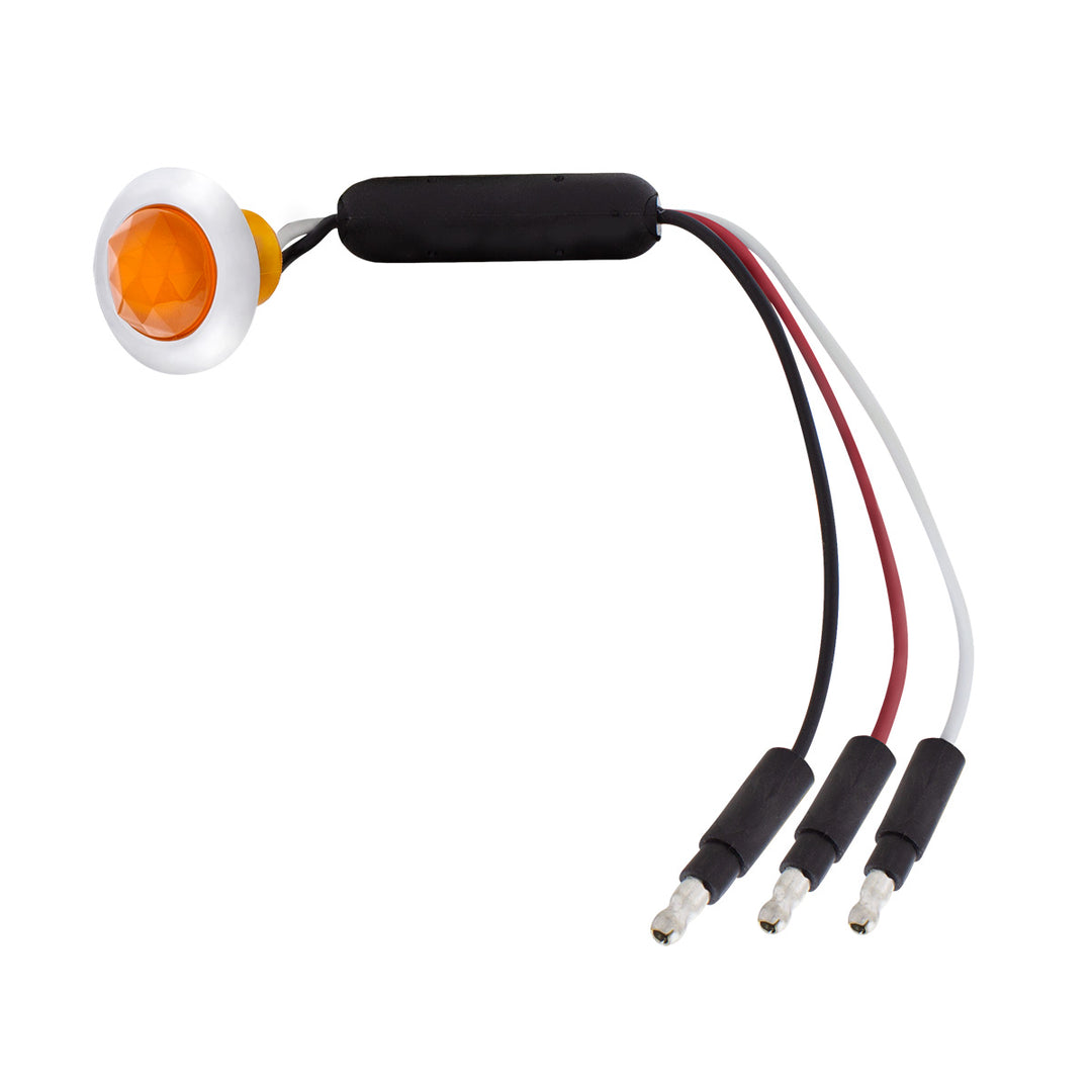 3 LED Dual Function 3/4" Mini Light (Clearance/Marker) With Faceted Crystal Lens - Amber LED/Amber Lens