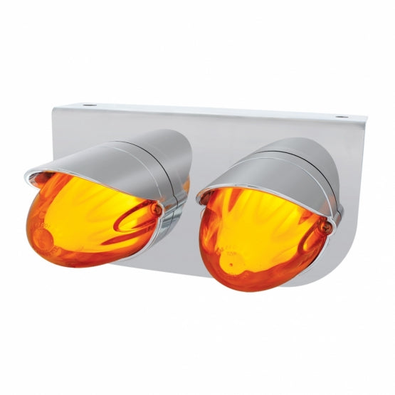 Stainless Steel Bracket With Two 9 LED Dual Function GloLight Watermelon Grakon 1000 Lights &amp; Visors - Amber LED &amp; Lens