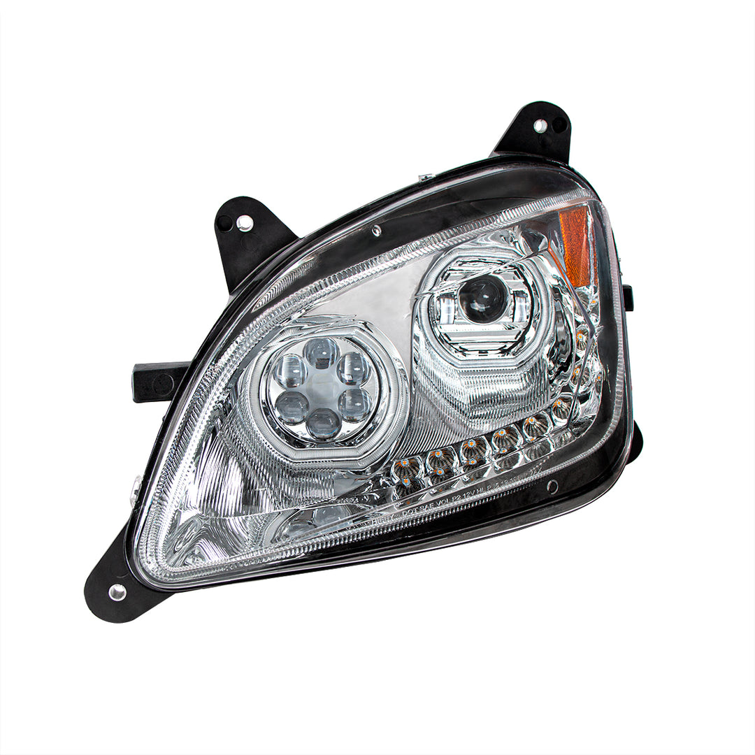 Chrome 10 LED Headlight For Peterbilt 587 (2010-2016) &amp; 579 (2012-2021) - Driver Side