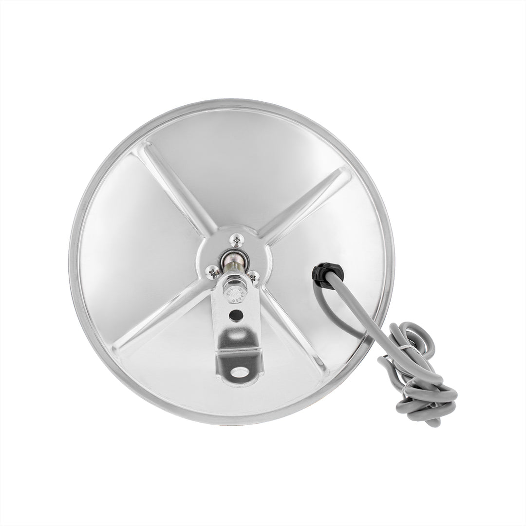 8-1/2" 430 Stainless Steel Heated 320R Convex Mirror - Centered Mounting Stud
