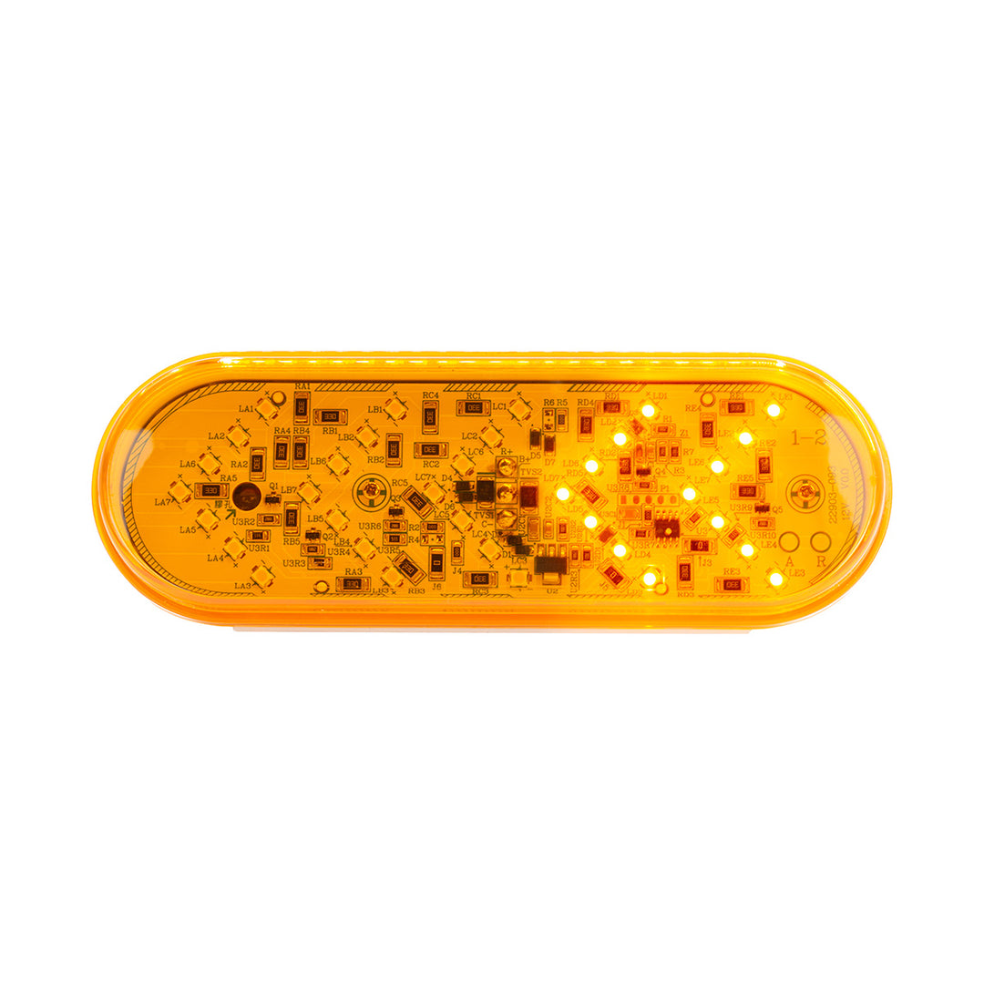 35 LED 6" Oval Sequential Turn Signal Light - Amber LED/Amber Lens (Bulk)