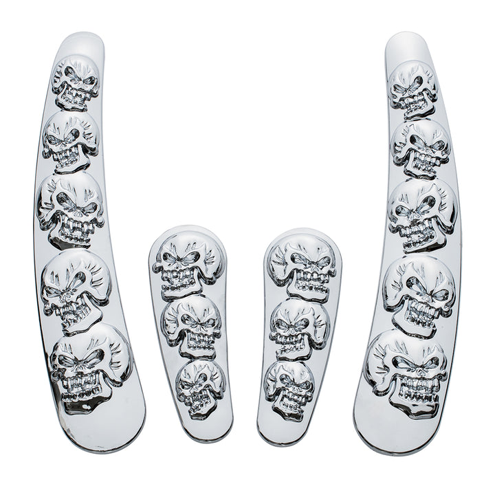 Chrome Skull Swing Arm Accent Set For Harley Motorcycle