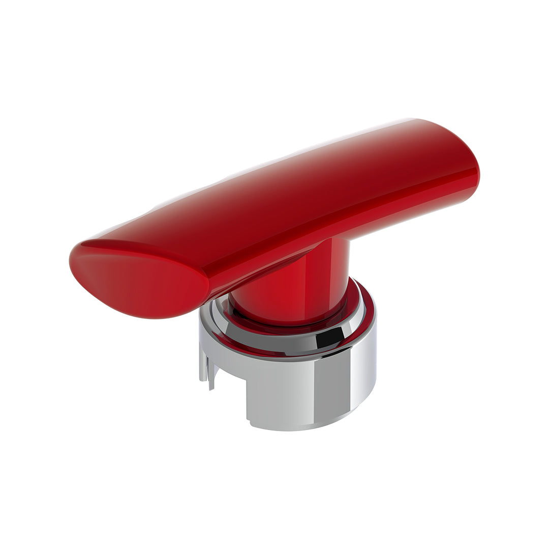 Thread-On T-Shape Gearshift Knob With Chrome 13/15/18 Speed Adapter - Candy Red
