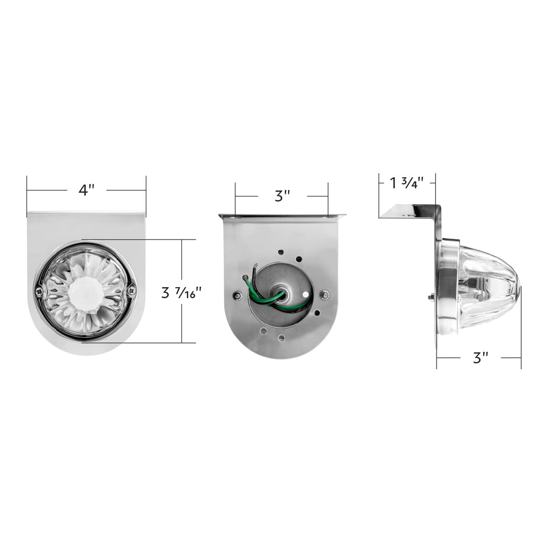 Dual Function Glass Watermelon Light With Stainless Steel Light Bracket Kit With LED Bulb - Red LED/Clear Lens