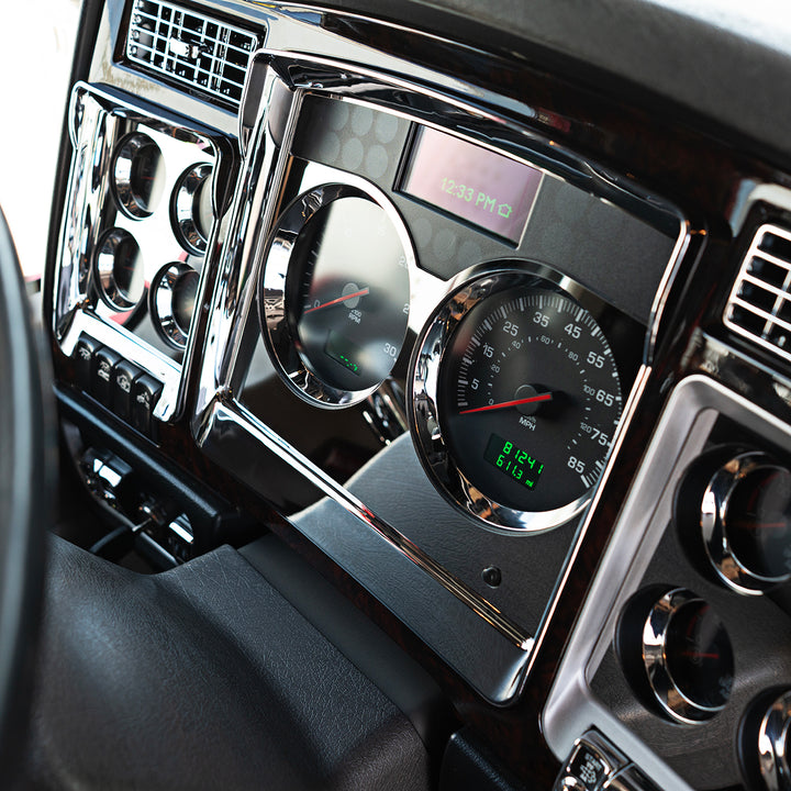 Stainless Speed/Tachometer Dash Panel Trim For 2006+ Kenworth W900, T800, &amp; C500
