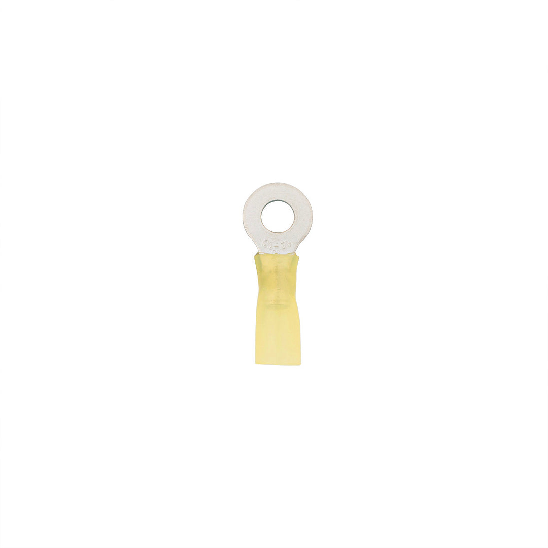 12-10 AWG 1/4" Stud CS Heat Shrink Ring Terminal - Yellow (4-Pack)