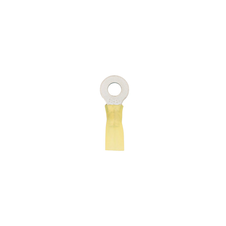 12-10 AWG 1/4" Stud CS Heat Shrink Ring Terminal - Yellow (4-Pack)