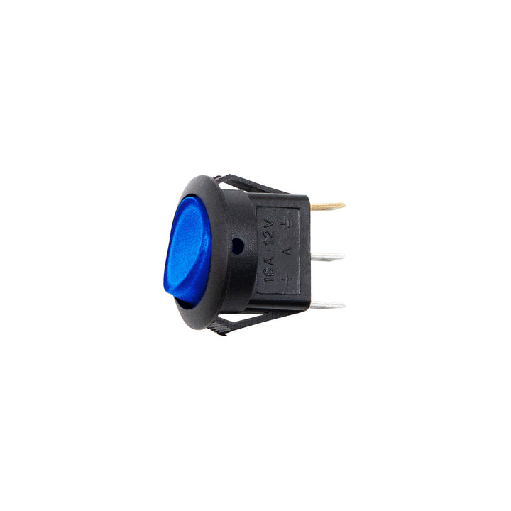 Blue Illum Round Rocker 10 Amp 12V On/Off 1/2" Dia. 1 Pc.