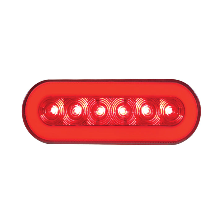 Stainless Top Mud Flap Bracket With 3 x 22 LED 6" Oval GloLight &amp; Grommets - Red LED/Red Lens (Each)