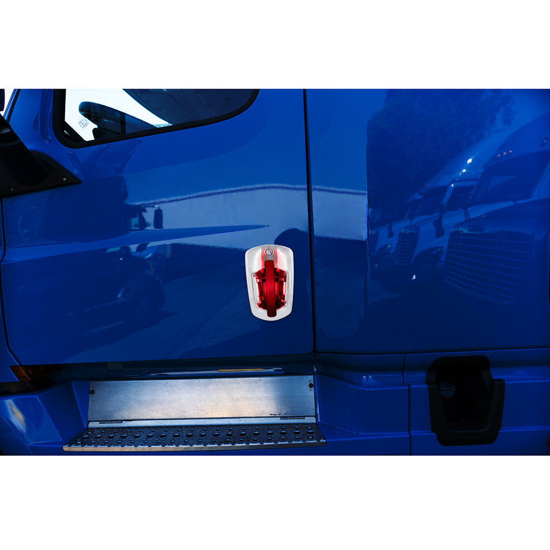 6 LED Chrome Door Handle Cover For 2018-2025 Freightliner Cascadia - Driver, Red LED