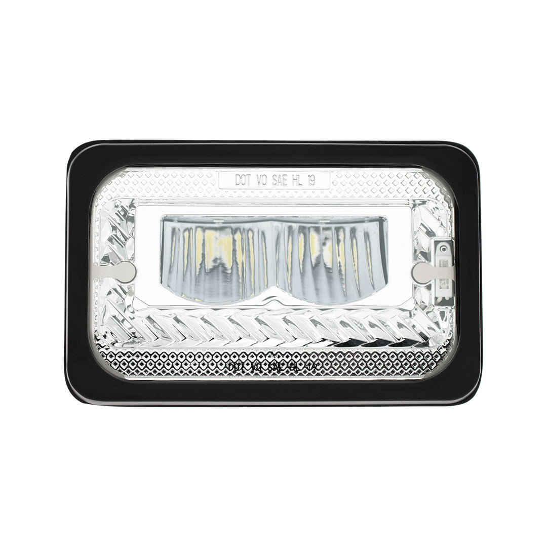ULTRALIT - Heated 4" x 6" LED Headlight With Glass Lens &amp; Aluminum Housing - High Beam - Chrome