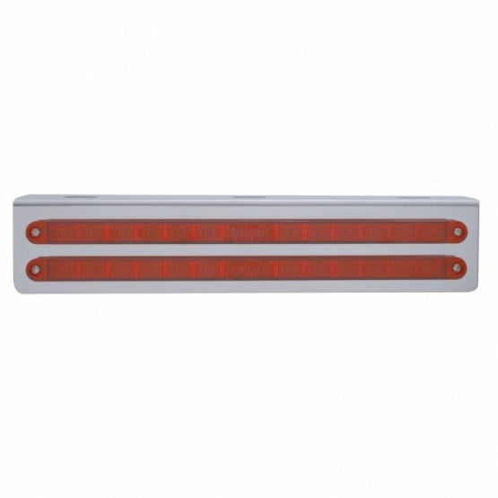 12-3/4" Stainless Light Bracket With 2 x 14 LED 12" Light Bars - Red LED/Red Lens